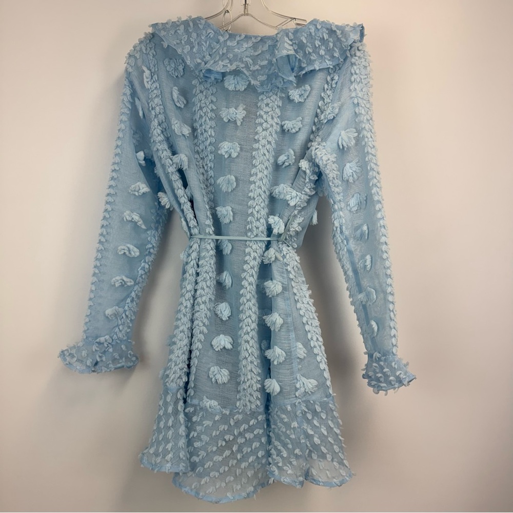 Reveuse Dress Light Blue Swiss Dot Ruffle Mini Dress Women's Sz. S NWT - Picture 15 of 16